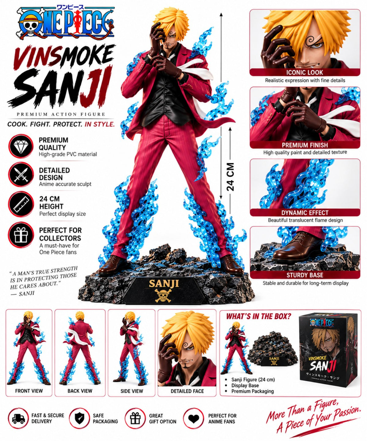 Vinsmoke Sanji One Piece action figure 24cm premium PVC collectible front view