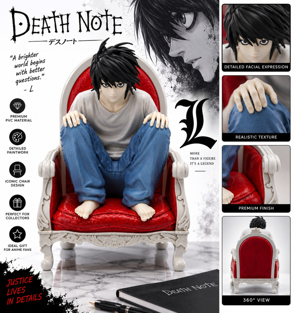 L Death Note figure detailed features