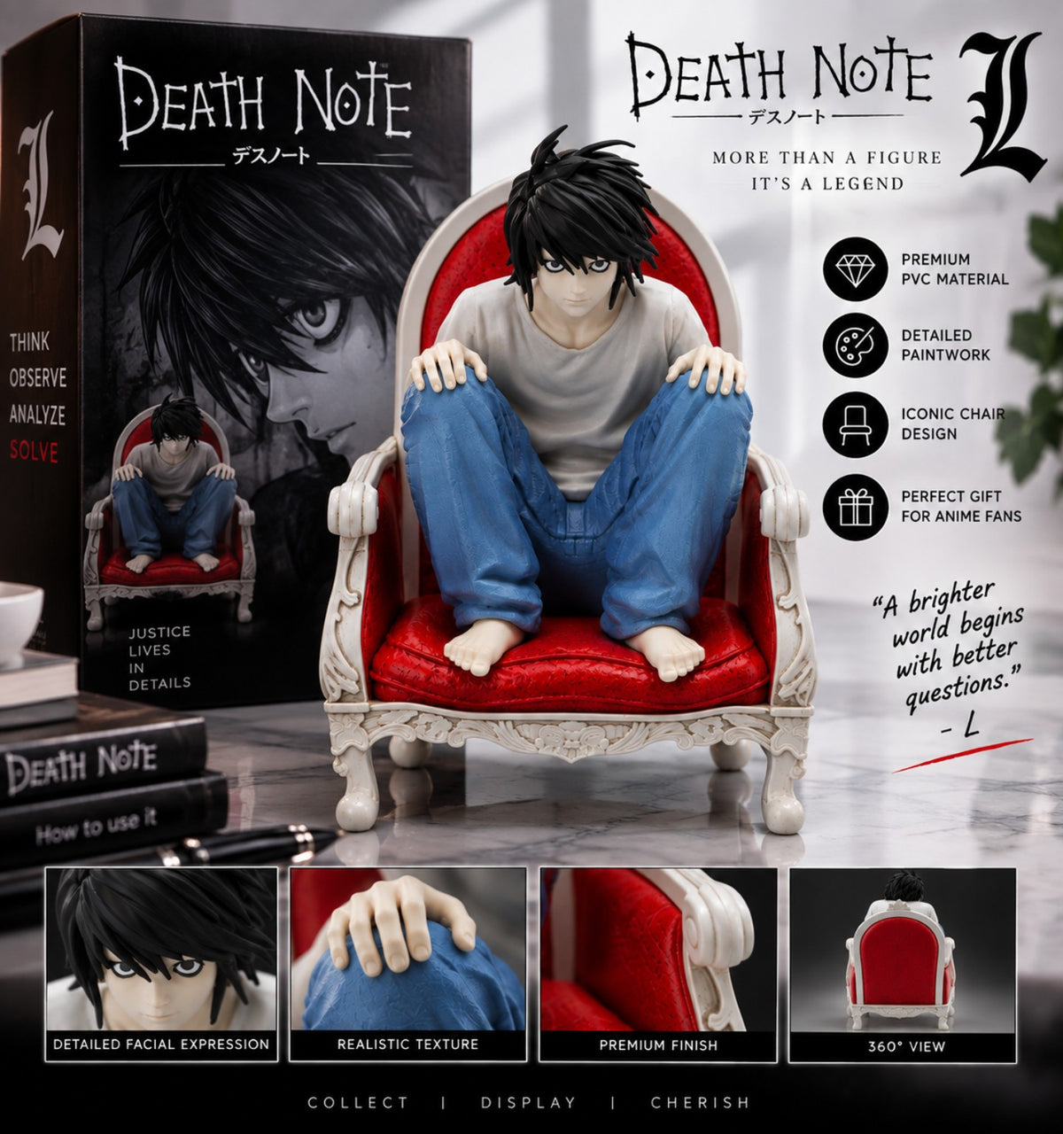L Death Note figure packaging and details