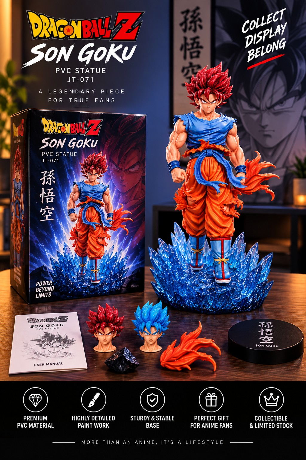Son Goku JT-071 packaging accessories and collectible display