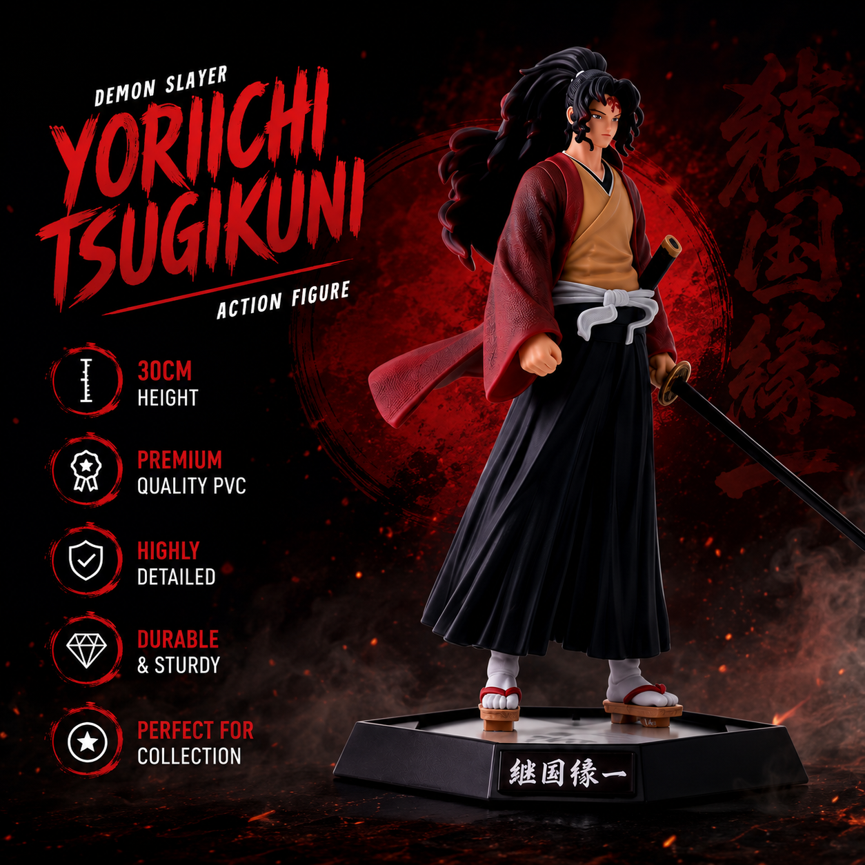 Yoriichi Tsugikuni 30CM Action Figure – Demon Slayer Anime Collectible PVC Statue | Premium Display Figure for Fans & Collectors
