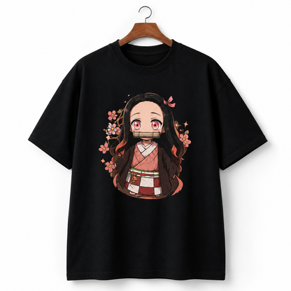 Nezuko Anime Oversized T-Shirt | Premium Demon Slayer Graphic Cotton Tee for Men & Women | Japanese Anime Streetwear
