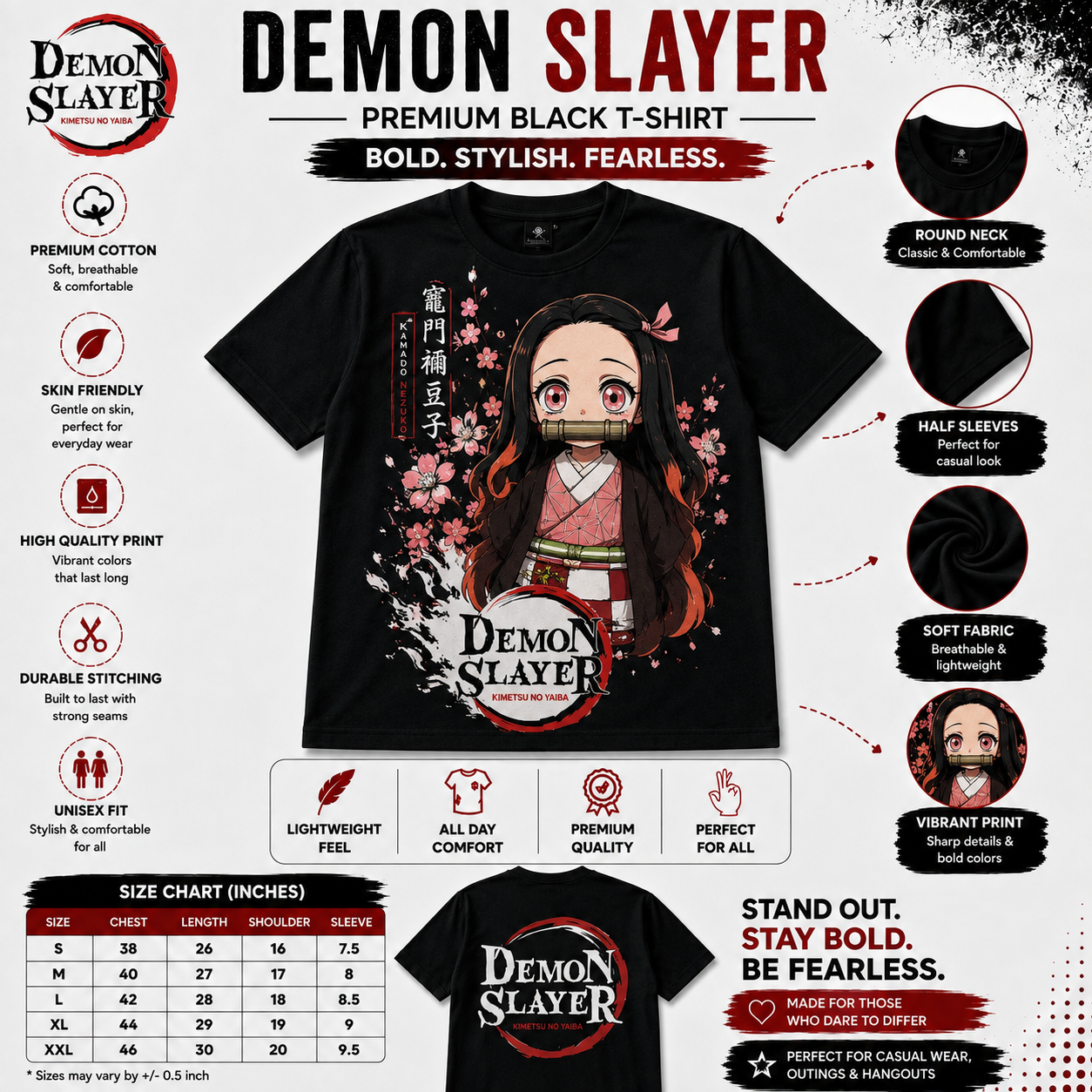 Nezuko Anime Oversized T-Shirt | Premium Demon Slayer Graphic Cotton Tee for Men & Women | Japanese Anime Streetwear