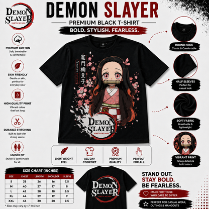 Nezuko Anime Oversized T-Shirt | Premium Demon Slayer Graphic Cotton Tee for Men & Women | Japanese Anime Streetwear