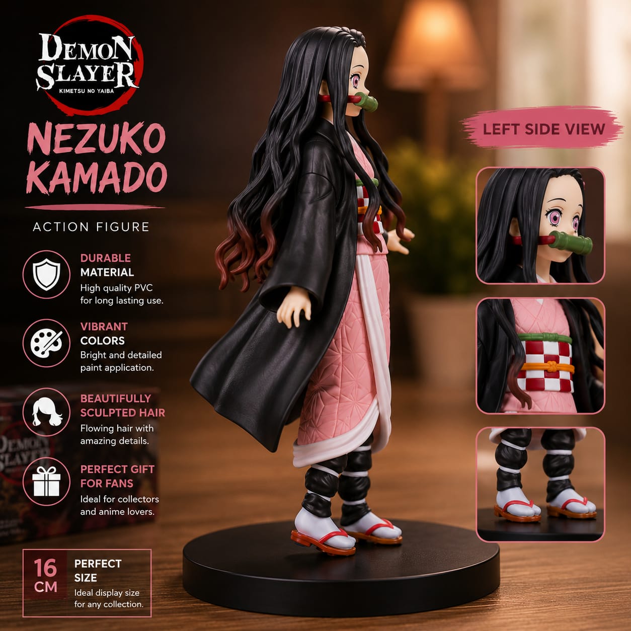 Nezuko Kamado Anime Action Figure 16CM | Demon Slayer PVC Collectible Statue | Premium Figure for Anime Fans | Desk Decor & Gift