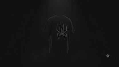 Shop premium Spider Web oversized black T-shirt made from soft cotton. Trendy gothic streetwear graphic tee for men & women. Perfect for casual everyday wear.