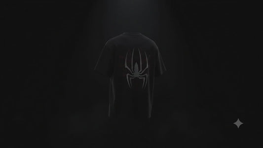 Shop premium Spider Web oversized black T-shirt made from soft cotton. Trendy gothic streetwear graphic tee for men & women. Perfect for casual everyday wear.