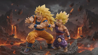 Super Saiyan Father & Son Anime Collectible Figure | Premium PVC Action Statue | Battle Edition | Home & Desk Decor | Gift for Anime Fans