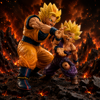 Super Saiyan Father & Son Anime Collectible Figure | Premium PVC Action Statue | Battle Edition | Home & Desk Decor | Gift for Anime Fans
