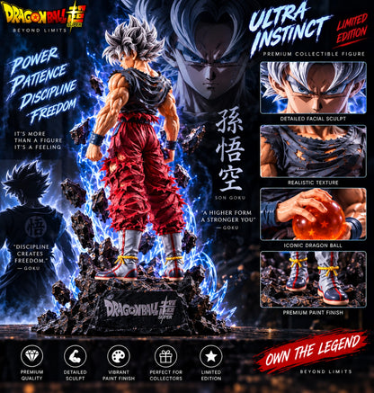 Ultra Instinct Goku figure rear view and detailed sculpt